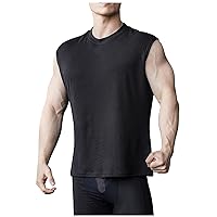 Men's Casual Tank Tops Sleeveless Muscle T Shirts Summer Tank Ribbed Knit Tee Relaxed Casual Plain Undershirts Top