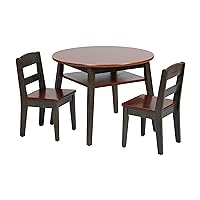 ECR4Kids Hideaway Table and Chair Set, Kids Furniture, Dark Walnut/Grey Wash, 3-Piece