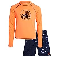 Body Glove Boys’ Rash Guard Set - UPF 50+ Swim Shirt and Bathing Suit Trunks - Swimwear Set for Boys (4-12)