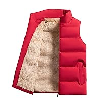 Men's Vests Outerwear Fleece Lined Puffer Vest Warm Winter Vest Casual Stand Collar Padded Down Vest Jacket Coat