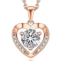MomentWish Heart Necklace, Mothers Day Gifts for Mum, Moissanite Necklaces Hypoallergenic 925 Silver Necklace For Women Wife Anniversary Birthday Gifts for Womens Jewellery