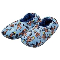 Bioworld Naruto Shippuden Boys' Naruto Uzumaki Allover Design Plush-Lined Non-Slip Slippers Socks For Boys And Girls