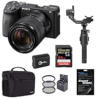 Sony Alpha a6600 Mirrorless Camera with 18-135mm Lens - Bundle with Ronin-SC Gimbal Stabilizer, 64GB SD Card, Shoulder Bag, Extra Battery, Screen Protector, 55mm Filter Kit