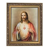 Inspirational Print The Sacred Heart of Jesus, 13-Inch, Ornate Gold Frame, 11.00