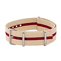 Clockwork Synergy, LLC 18mm NATO Ss Nylon Loop Striped Khaki/Red Interchangeable Replacement Watch Strap Band