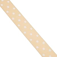Morex Grosgrain Dot Ribbon, 1-1/2-Inch by 20-Yard Spool, Raw Silk with White Dots, 3908.38/20-826