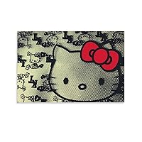 Anime Poster Cute Hello-kitty Poster Girl Room Holiday Birthday Gift Wall Art Cute Black Knitted Items Canvas Art Poster And Wall Art Picture Print Modern Family Bedroom Decor Posters 16x24inch(40x60c
