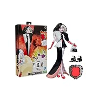 Disney Princess Villains Cruella De Vil Fashion Doll, Accessories and Removable Clothes, Disney Villains Toy for Kids 5 Years Old and Up