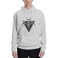 Mens Athletic Hoodie Baphomet-Satanic-Goat-Head Gym Long Sleeve Hooded Sweatshirt Pullover With Pocket