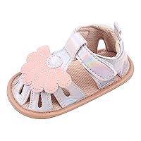 Kids Sandals Baby Round Open Toe Rose Gold Slippers Children Cartoon Floral Lightweight Anti-Slip Dress Shoes for Party