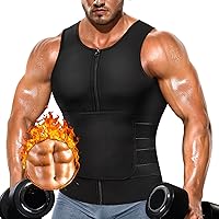 2 in 1 Waist Trainer for Men with Waist Trimmer Sweat Belt Tummy Control Neoprene Slimming Workout Vest Cincher