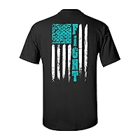 PTSD Fight PTSD American Flag Adult Short Sleeve Tee Shirt Black