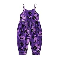 Little Girls Outfits 12 Months Cartoon Romper Outfits Strap Jumpsuit Halloween Toddler Kids Girls (Purple, 5-6 Years)