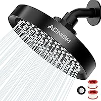 High Pressure Fixed Shower Head,High Flow Bathroom Shiwer Head,Multifunctional Shower,Easy to Instal,Comfortable Rain Shower Experience,6-Inch Round Shower Head