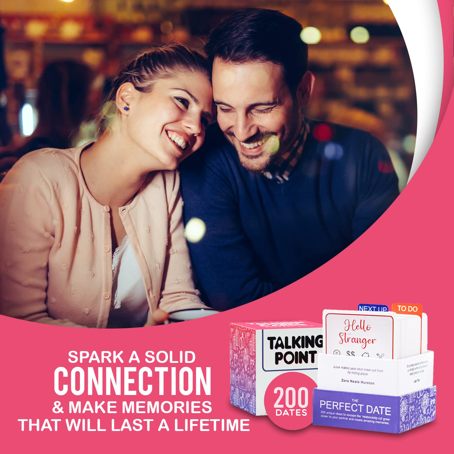 200 Awesome Date Night Ideas - Have Fun and Build Connection with Question Cards, Couples Games and Romantic Adventures - Dating or Married Couples Date Night Kit - Couples Card Games for Adults