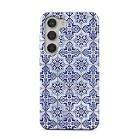 BURGA Phone Case Compatible with Samsung Galaxy S23 - Hybrid 2-Layer Hard Shell + Silicone Protective Case -Blue City Moroccan Tiles Pattern Mosaic - Scratch-Resistant Shockproof Cover