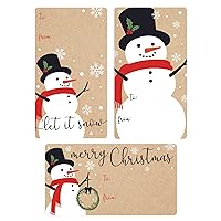 Snowman Kraft Paper Christmas Gift Tag Stickers – 75 Labels - Snowman Peel and Stick Gift Wrap Tags – Let it Snow Self Adhesive Holiday Wrapping Paper Stickers