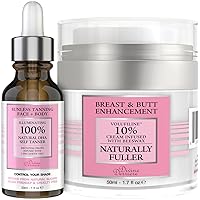 Natural Breast Cream For Bust and Butt, Naturally Fuller, Firming, Lifting and Plumping PLUS Self Tanner Drops - Custom Made Sunless Tanner, Vegan Self Tanning Drops for a Sunkissed Glow