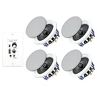 Herdio 5.25 Inch Bluetooth Ceiling Speakers Max Power 600W 2-Way Flush Mount Plus Wall Mount Amplifier Receiver Perfect for Home Theater Bathroom Living Room Kitchen Office(4 Speakers)