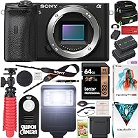 Sony a6600 Mirrorless Camera 4K APS-C Body Only Interchangeable Lens Camera ILCE-6600B with Deco Gear Case + Extra Battery + Flash + Wireless Remote + 64GB Memory Card + Software + Accessories Bundle