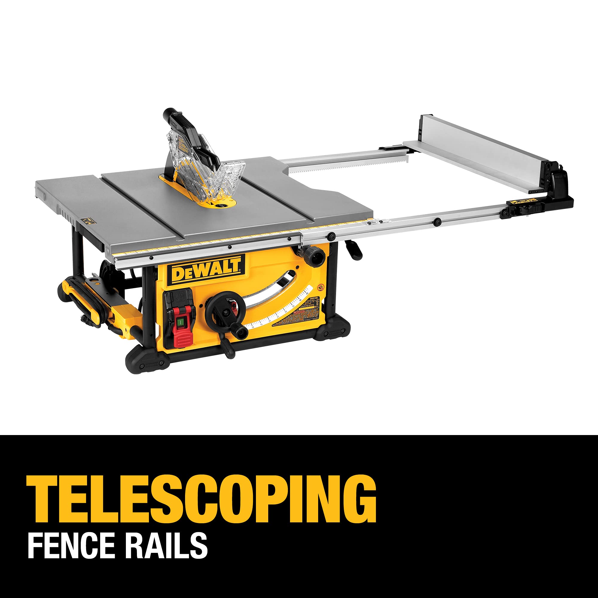 DEWALT Table Saw, 10 Inch, 32-1/2 Inch Rip Capacity, 15 Amp Motor, With Rolling/Collapsible Stand (DWE7491RS)