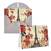 Greeting Cards Paris Vintage Floral Thank You Cards With Envelopes Happy Birthday Card 4x6 Inch Minimalistic Design Thank You Notes For All Occasions Birthday Thank You Wedding