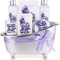 8 Pcs Cherry Blossom Gift Basket & 7 Pcs Lavender Spa Gift, Bath Gifts for Women, Perfect Gifts Set for Home Spa