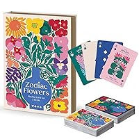 Galison Zodiac Flowers – Playing Card Set Includes 2 Standard Card Decks Featuring Flowers Paired with Zodiac Signs in A Gold Foiled Magnetic Book Box