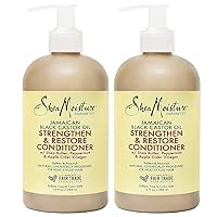 SheaMoisture Jamaican Black Castor Oil 13 oz. Strengthen, Grow & Restore Conditioner with Shea Butter, Peppermint and Keratin - Sulfate Free and Color Safe - Value Pack of 2 Each