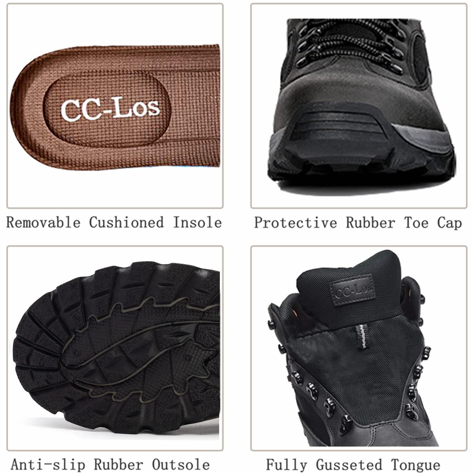 CC-Los Men's Waterproof Hiking Boots Work Boots Outdoor Relaxed Fit Lightweight Size 7-14