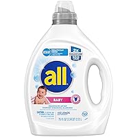 all Liquid Laundry Detergent, Gentle for Baby, Hypoallergenic & Free Of Dyes, 2X Concentrated, 100 Loads