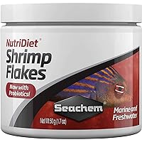 Seachem NutriDiet Shrimp Flakes - Probiotic Fish Food Formula with GarlicGuard 15g/.5oz