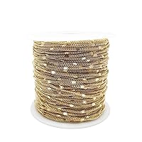 10m Length/Lot KC Gold Plated 1.5mm Necklace Chains Brass Bulk Link Chains for DIY Handmade Jewelry Making Findings Materials Wholesale Supplies (KC Gold, 1.5mm*10m)