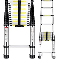 Telescoping Ladder, 16.5FT Telescopic Extension Ladder, Aluminum Alloy Folding Ladder Portable Multi-Purpose for Indoor Outdoor Work, Heavy Duty 330 lbs Load Silver
