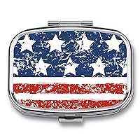 Pill Organizer American Flag Pillbox Vitamin and Medication Dispenser for Pocket Or Purse