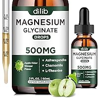 Magnesium Glycinate Supplement, Magnesium Liquid Drops with Magnesium Glycinate 500mg Ashwagandha, L - Theanine, Chamomile -Support Stress Relief, Bone, Muscle, Mood Vegan Apple Cider Vinegar Flavor