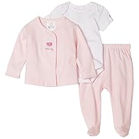 Absorba Newborn Baby Girls' Pima Cotton 3 Piece Bodysuit, Cardigan & Pant Set