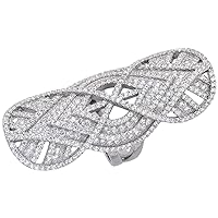 Sterling Silver Cubic Zirconia Long Ring Micro Pave Infinity 2 inch Long, Sizes 6-9