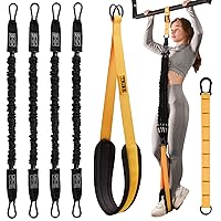 Pull Up Assistance Bands Set - 4 Heavy-Duty Pull Up Bands, Height Adjustable Strap & Comfortable Foot Strap - Stackable Pull Up Resistance Bands for Pull Ups - Pull Up Assist Bands