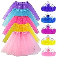 10Pcs Princess Dress up Tutu Crown Accessories Tiara Ballet Tutu Skirt for Girls Costume Party Favors