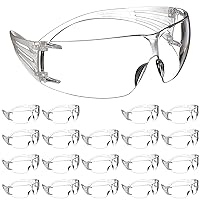 3M Safety Glasses, SecureFit, 20 Pack, ANSI Z87, Anti-Fog Anti-Scratch Clear Lens, Clear Frame, Flexible Temples