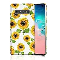 Floral Flower Girly Case for Galaxy S10 Plus, Raised Edges Scratch Resistant Lightweight Flexible Soft TPU Rubber Silicone Cell Phone Cover for Samsung Galaxy S10+ Sunflowers