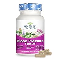 RidgeCrest Herbals Blood Pressure Herbal Formula, 12 Herbs, Poria Mushroom, Gastrodia, Gardenia, for Heart, Vascular, Circulation Health (60 Veg Caps, 30 Serv) (60 Count (Pack of 1))