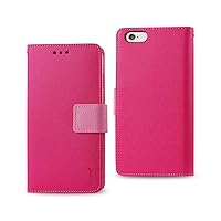 Reiko Premium Wallet Case with Kickstand and 3 Card Holders for iPhone 6 Plus 5.5inch, iPhone 6S Plus 5.5inch - Retail Packaging - Hot Pink