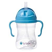 b.box Sippy Cup with Weighted Straw. Drink from any Angle, Leak Proof, Spill Proof, Easy Grip. BPA Free, Dishwasher Safe. For Babies 6m+ to Toddlers (Blueberry, 8oz)