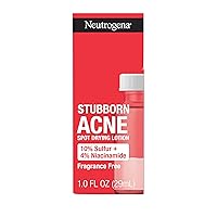 Stubborn Acne Spot Drying Lotion, Fragrance-Free Sulfur Acne Treatment Clears Acne By Drying Up & Shrinking Pimples, Paraben- & Oil-Free, 10% Sulfur & 4% Niacinamide, 1.0 fl. oz