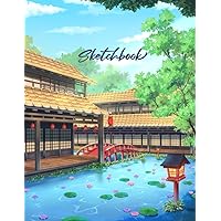 Japanese Sketchbook: Japanese Shrine & Anime Koi Pond - Large Blank Sketchbook for Drawing, Writing & Painting - 8.5 x 11 Inches - 110 Pages (Japanese Sketchbooks for Drawing)