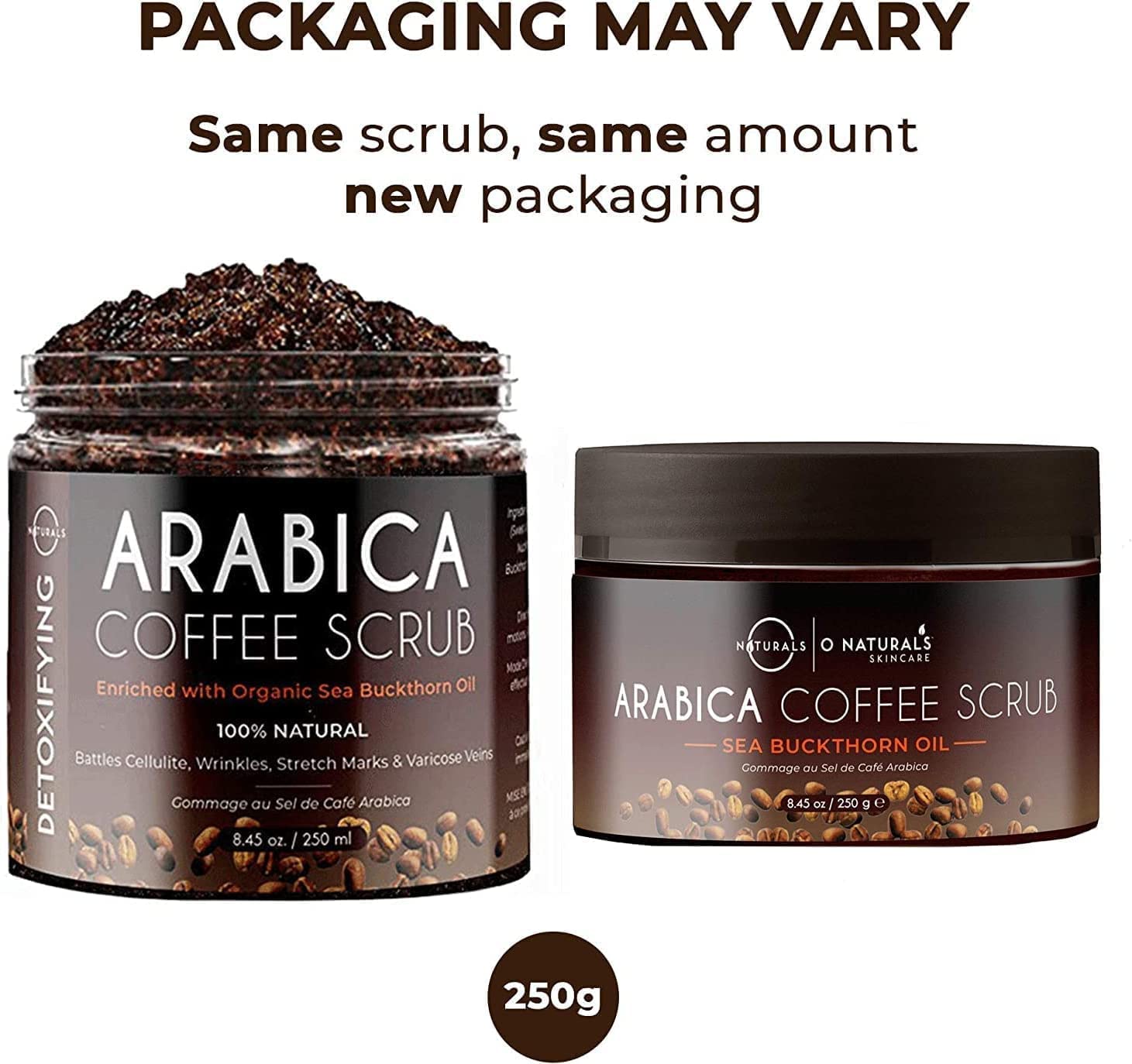 O Naturals Organic Coffee Arabica Women & Mens body scrub, Natural Dead Sea Salt Scrub, Moisturizing Leg, Hand Scrub & Face Scrub, Natural Body Polish, 8.45oz