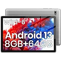 2024 Tablet 10 inch Android 13 Tablets Octa-Core Processor, 8GB+64GB 1024GB Expand, 6000mAh Battery, 2.4G+5G Wi-Fi 6, 2MP+8MP Dual Camera, Bluetooth, 1280 * 800 FHD IPS Touch Screen (Silver)
