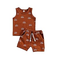 2Pcs Baby Boy Summer Clothes Infant Toddler Beach Outfits Sleeveless Tank Tops Shorts Set